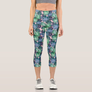 Tropical Monstera Blätter Capri Leggings
