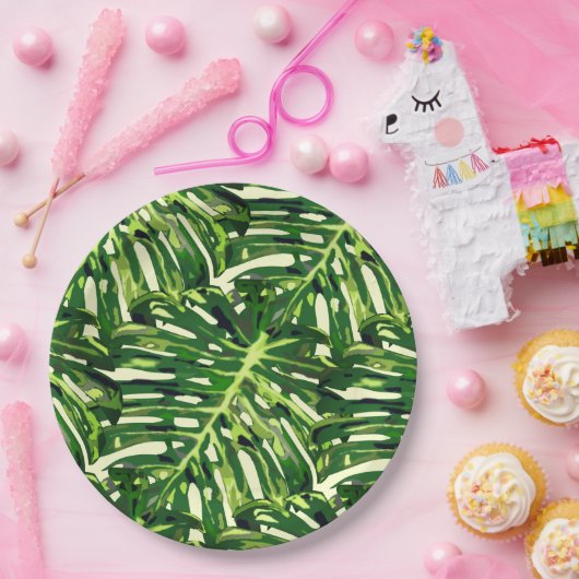 Tropical Monstera Blätter - Exotic Pappteller (Party)