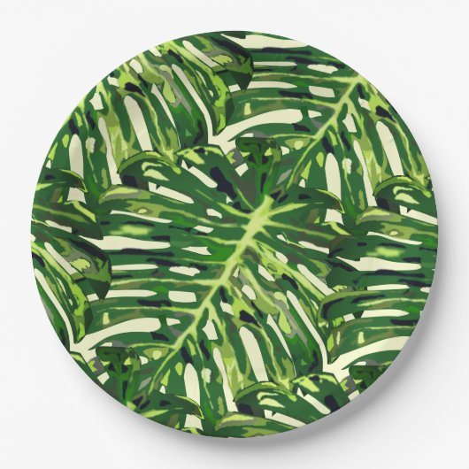 Tropical Monstera Blätter - Exotic Pappteller (Vorderseite)