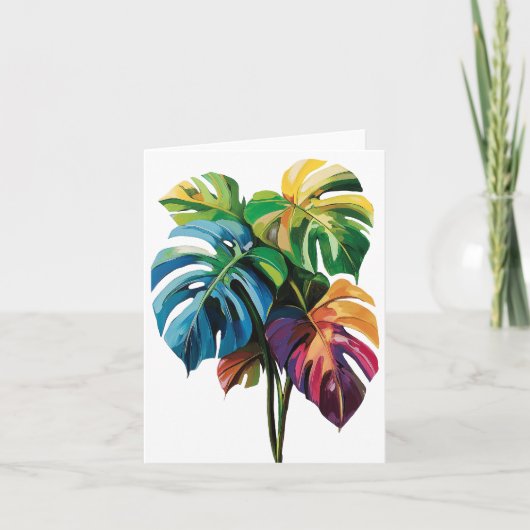 Tropical Monstera Blätter Foliage Greetings Card Dankeskarte (Vorderseite)