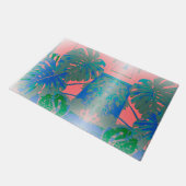 Tropical Monstera Blätter Fußmatte (Schrägansicht)