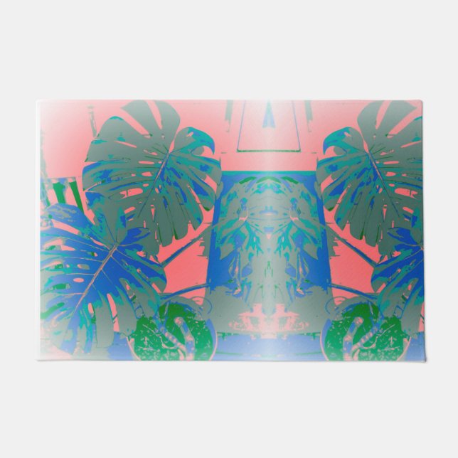 Tropical Monstera Blätter Fußmatte (Vorderseite)