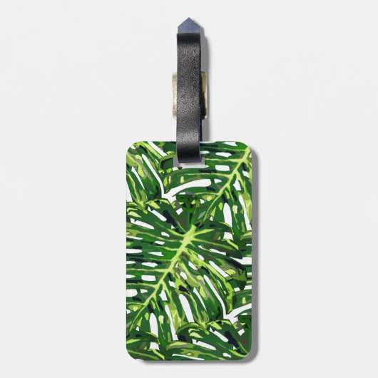 Tropical Monstera Blätter Gepäckanhänger (Rückseite vertikal)