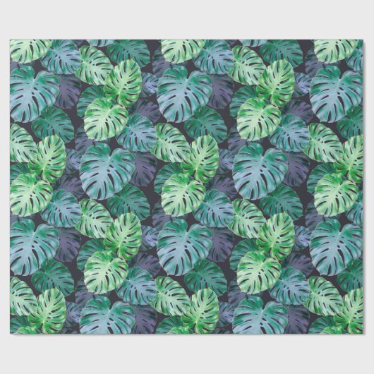 Tropical Monstera Blätter Geschenkpapier (Flach)
