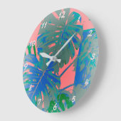 Tropical Monstera Blätter Große Wanduhr (Winkel)