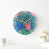 Tropical Monstera Blätter Große Wanduhr (Zuhause)