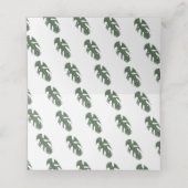 Tropical Monstera Blätter Grunge Illustration Gree Platzkarte (Innenseite Aufgefaltet)