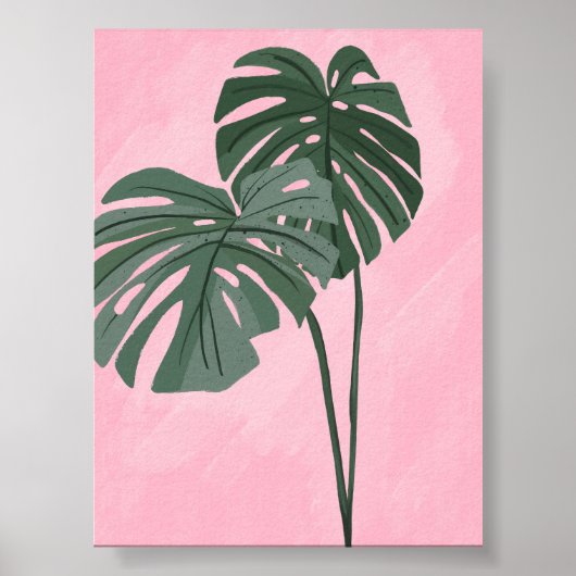 Tropical Monstera Blätter Illustration Poster (Vorne)