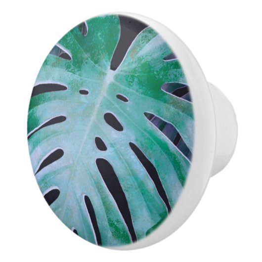 Tropical Monstera Blätter Keramikknauf (Rechts)
