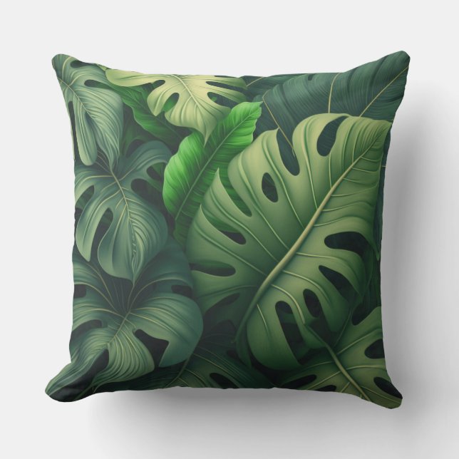 Tropical Monstera Blätter Kissen (Vorderseite)