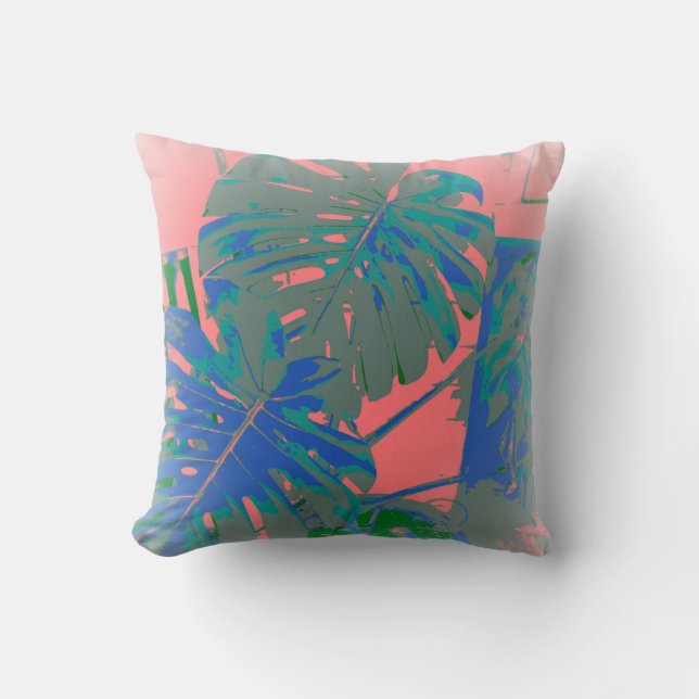 Tropical Monstera Blätter Kissen (Vorderseite)