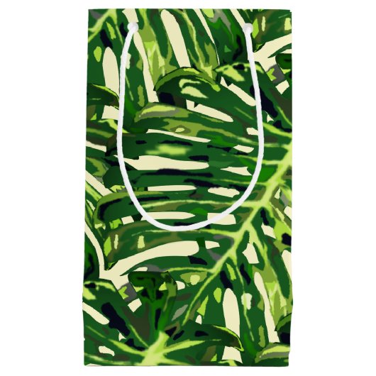 Tropical Monstera Blätter Kleine Geschenktüte (Vorderseite)