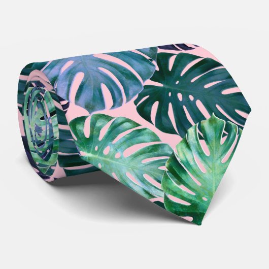 Tropical Monstera Blätter Krawatte (Gerollt)