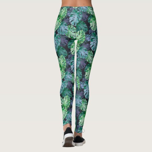 Tropical Monstera Blätter Leggings (Rückseite)