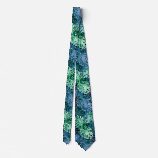 Tropical Monstera Blätter Neck Tie Krawatte (Rückseite)