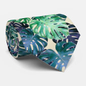 Tropical Monstera Blätter Neck Tie Krawatte (Gerollt)