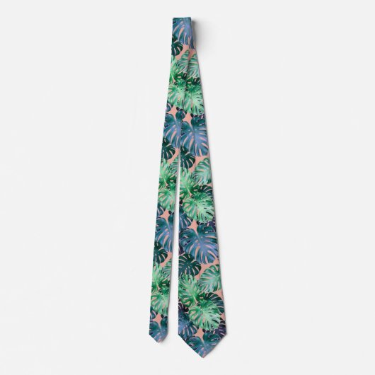 Tropical Monstera Blätter Neck Tie Krawatte (Rückseite)