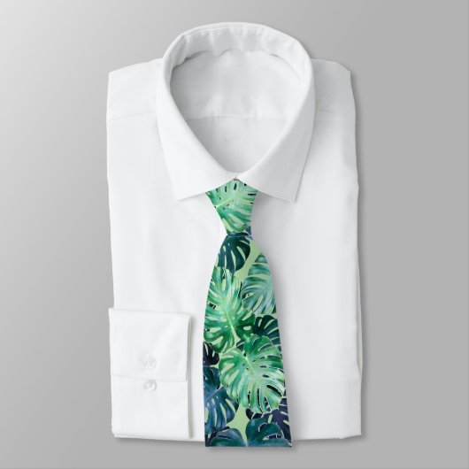 Tropical Monstera Blätter Neck Tie Krawatte (Gebunden)