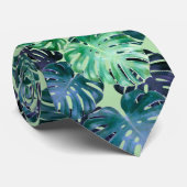 Tropical Monstera Blätter Neck Tie Krawatte (Gerollt)