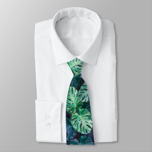 Tropical Monstera Blätter Neck Tie Krawatte (Gebunden)