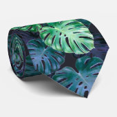 Tropical Monstera Blätter Neck Tie Krawatte (Gerollt)