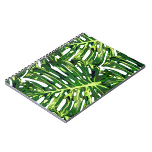 Tropical Monstera Blätter Notebook - Grün Notizblock