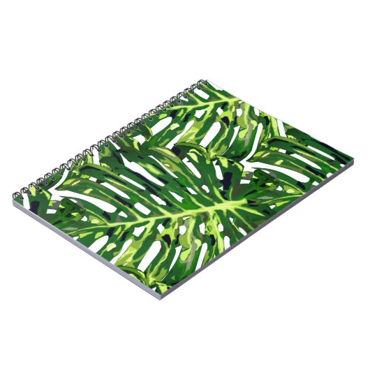 Tropical Monstera Blätter Notebook - Grün Notizblock (Linke Seite)