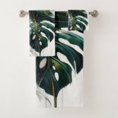 Tropical Monstera Blätter Pattern Badetuch Badhandtuch Set (Insitu)