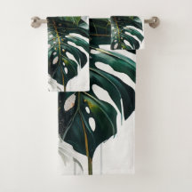 Tropical Monstera Blätter Pattern Badetuch