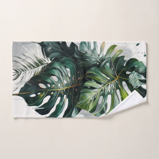 Tropical Monstera Blätter Pattern Badetuch Badhandtuch Set (Handtuch)
