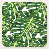 Tropical Monstera Blätter Rechteckiger Pappuntersetzer (Vorderseite)