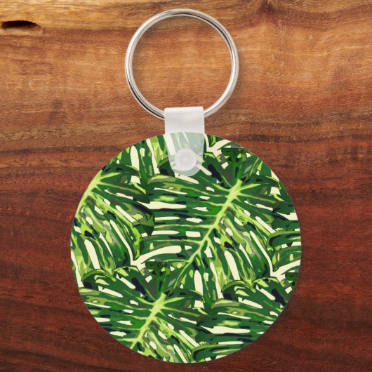 Tropical Monstera Blätter Schlüsselanhänger (Vorderseite)