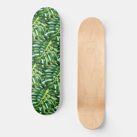 Tropical Monstera Blätter Skateboard - Exotic (Vorderseite)