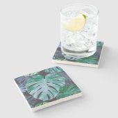 Tropical Monstera Blätter Steinuntersetzer (Seitenansicht)