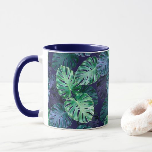 Tropical Monstera Blätter Tasse (Mit Donut)