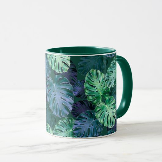 Tropical Monstera Blätter Tasse (VorderseiteRechts)