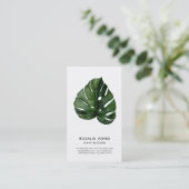 Tropical Monstera Blätter Watercolor Green Visitenkarte (Stehend Vorderseite)
