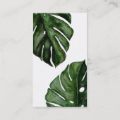 Tropical Monstera Blätter Watercolor Green Visitenkarte (Rückseite)