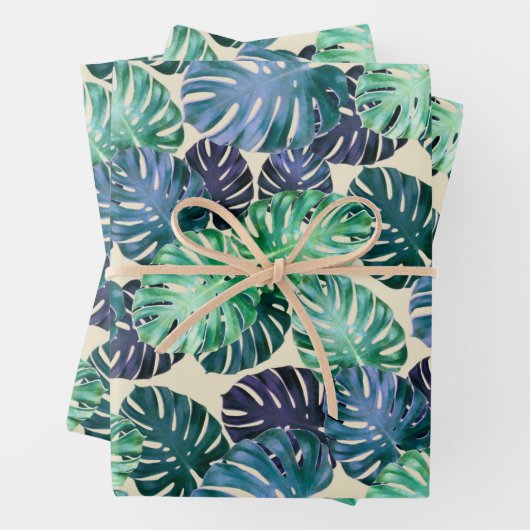 Tropical Monstera Blätter Wrapping Paper Sheets (Beispiel)