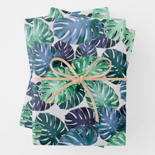 Tropical Monstera Blätter Wrapping Paper Sheets (Beispiel)