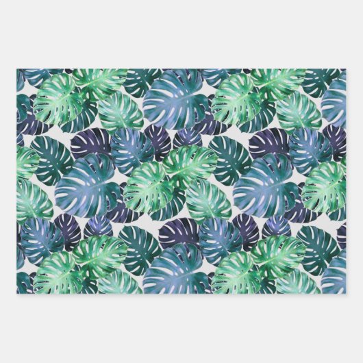 Tropical Monstera Blätter Wrapping Paper Sheets (Vorderseite)