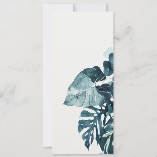 Tropical Monstera Blue Foliage Brautparty Einladung (Rückseite)