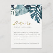 Tropical Monstera Blue Foliage Wedding Details Begleitkarte (Vorderseite)