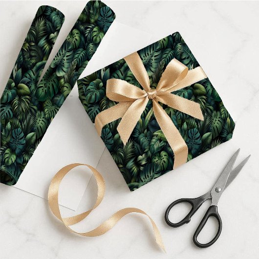 Tropical Monstera Botanical Green Gift Wrap Paper Geschenkpapier