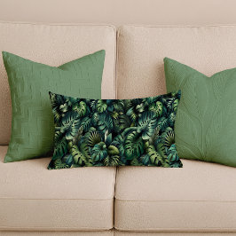 Tropical Monstera Botanical Green Jungle Lumbar  Lendenkissen