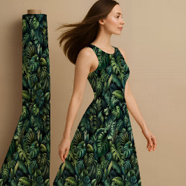 Tropical Monstera Botanical Green Jungle Printed Stoff