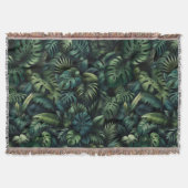Tropical Monstera Botanical Green Jungle Throw Bla Decke (Vorderseite)