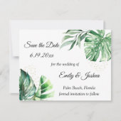 Tropical Monstera Botanicals & Gold | Save The Date (Vorderseite)