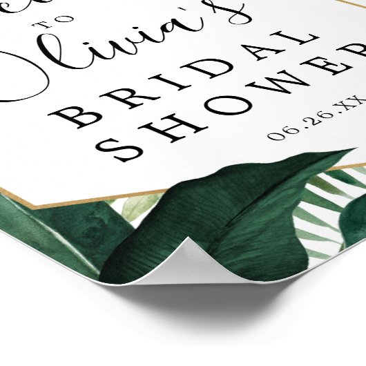 Tropical Monstera Brautparty Begrüßungszeichen Poster (Ecke)