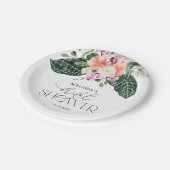 Tropical Monstera Brautparty Paper Plate Pappteller (Schrägansicht)